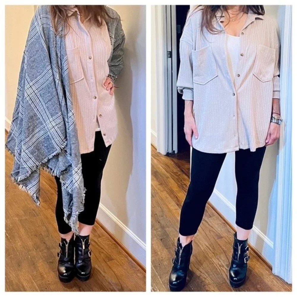 - #47 Boho chic shirt jacket knit oversized fabulous - Picture 3 of 4